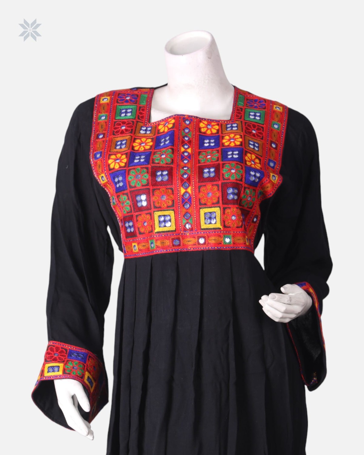 Black Afghan Dress with Colorful Embroidery 3