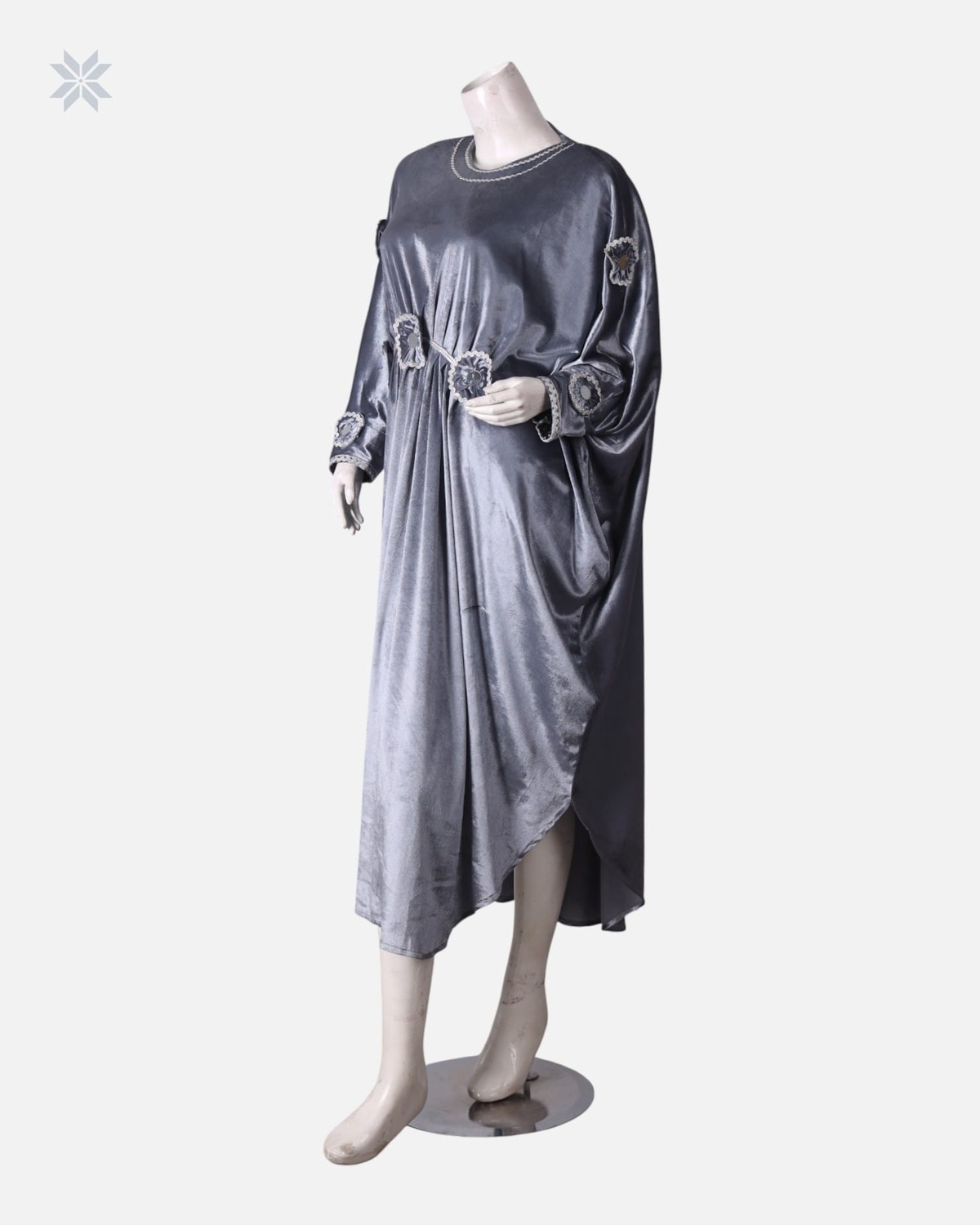 Silver Velvet Hijab Dress 2