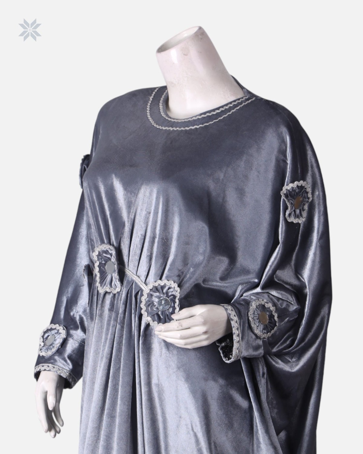 Silver Velvet Hijab Dress 3