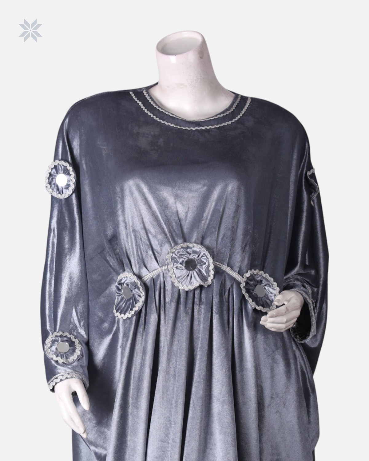Silver Velvet Hijab Dress 1