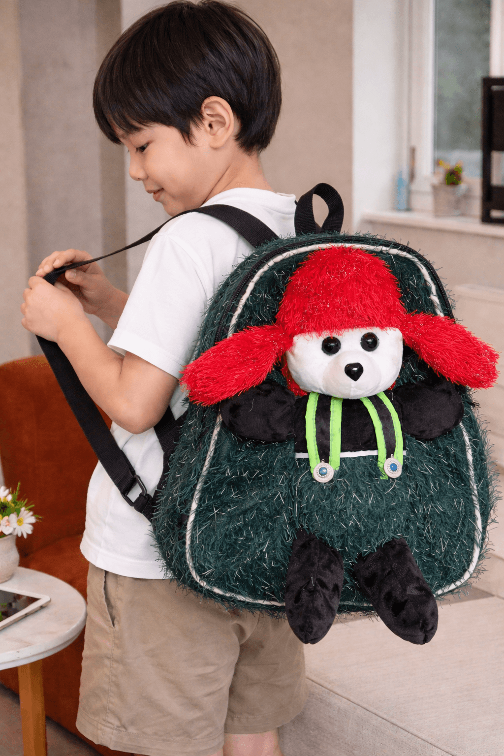 Red and Green Plush Bag for Kids 7