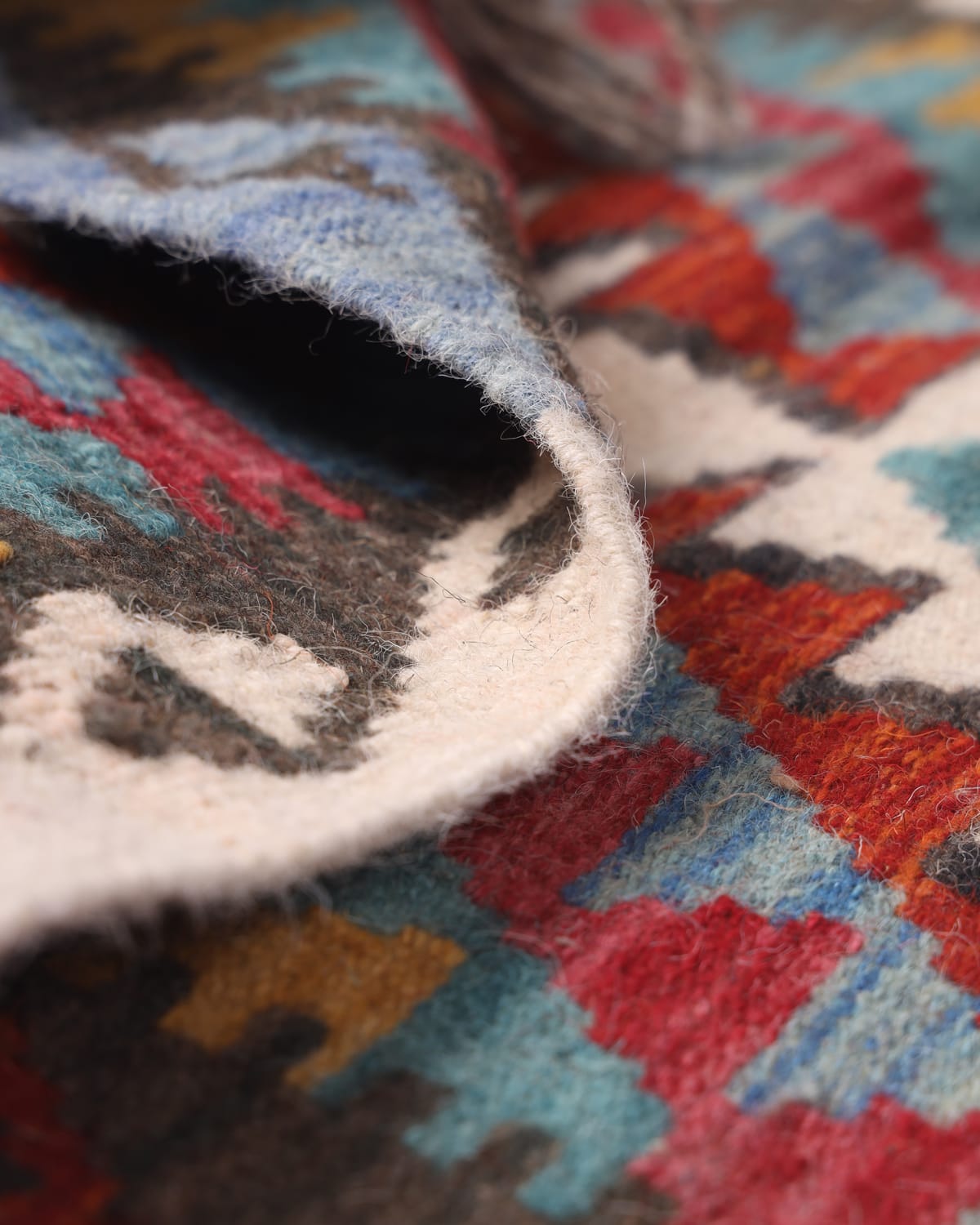Multicolor Afghan Wool Doormat Kilim, Wallhanging 3