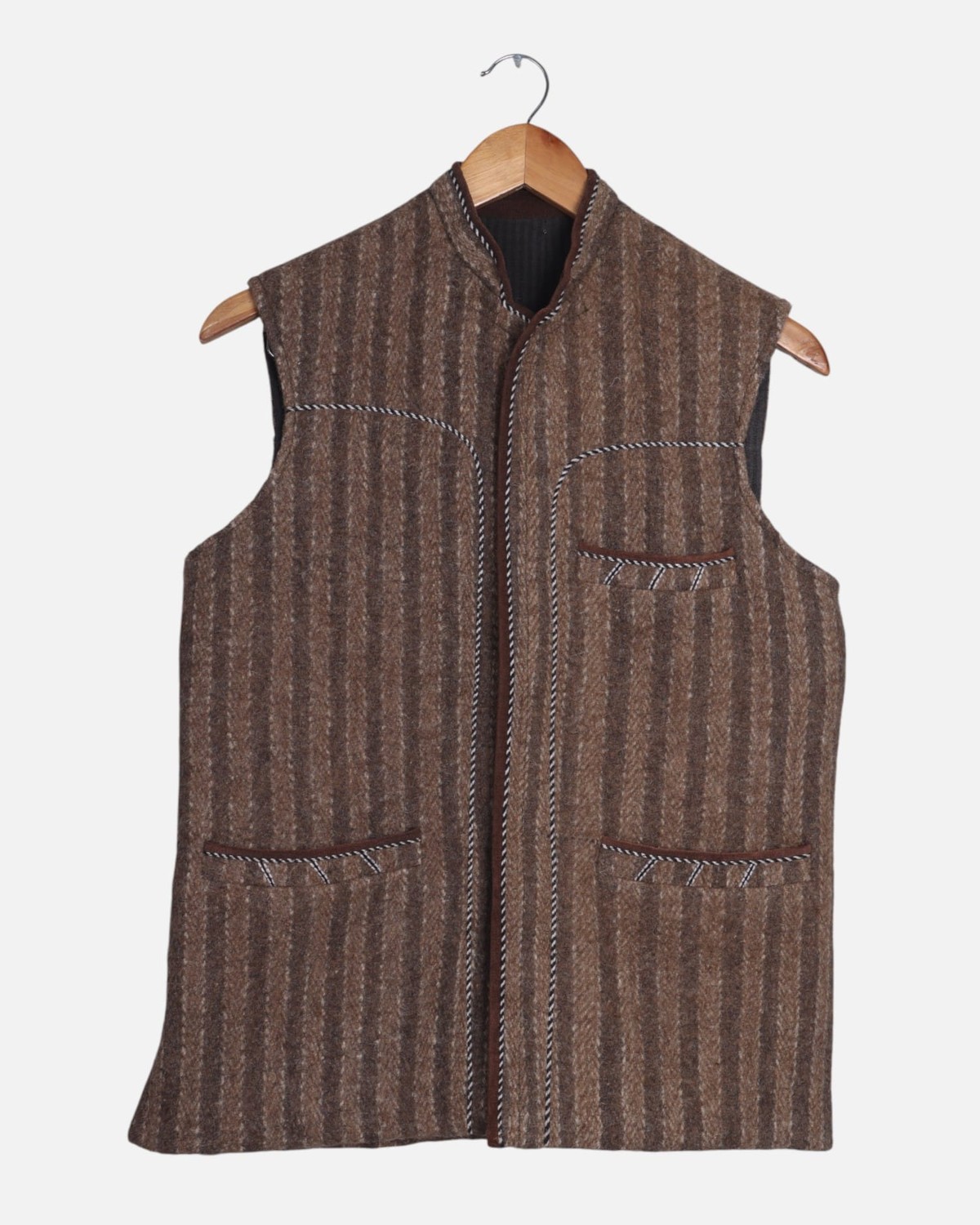 Traditional Afghan Men’s Wool Vest – Handmade Wool Grey color Waistcoat 1