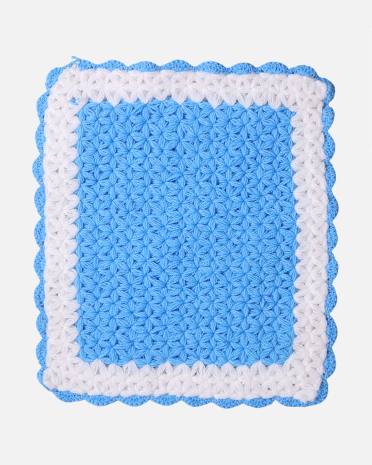 Blue & White Handwoven Crochet Hand Towel 3