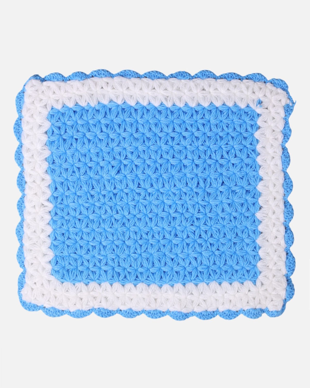 Blue & White Handwoven Crochet Hand Towel 2