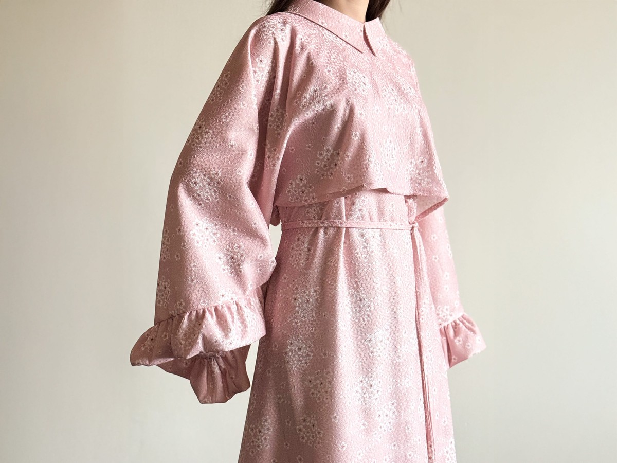 Handcrafted Floral Two Piece Dress Pink 3