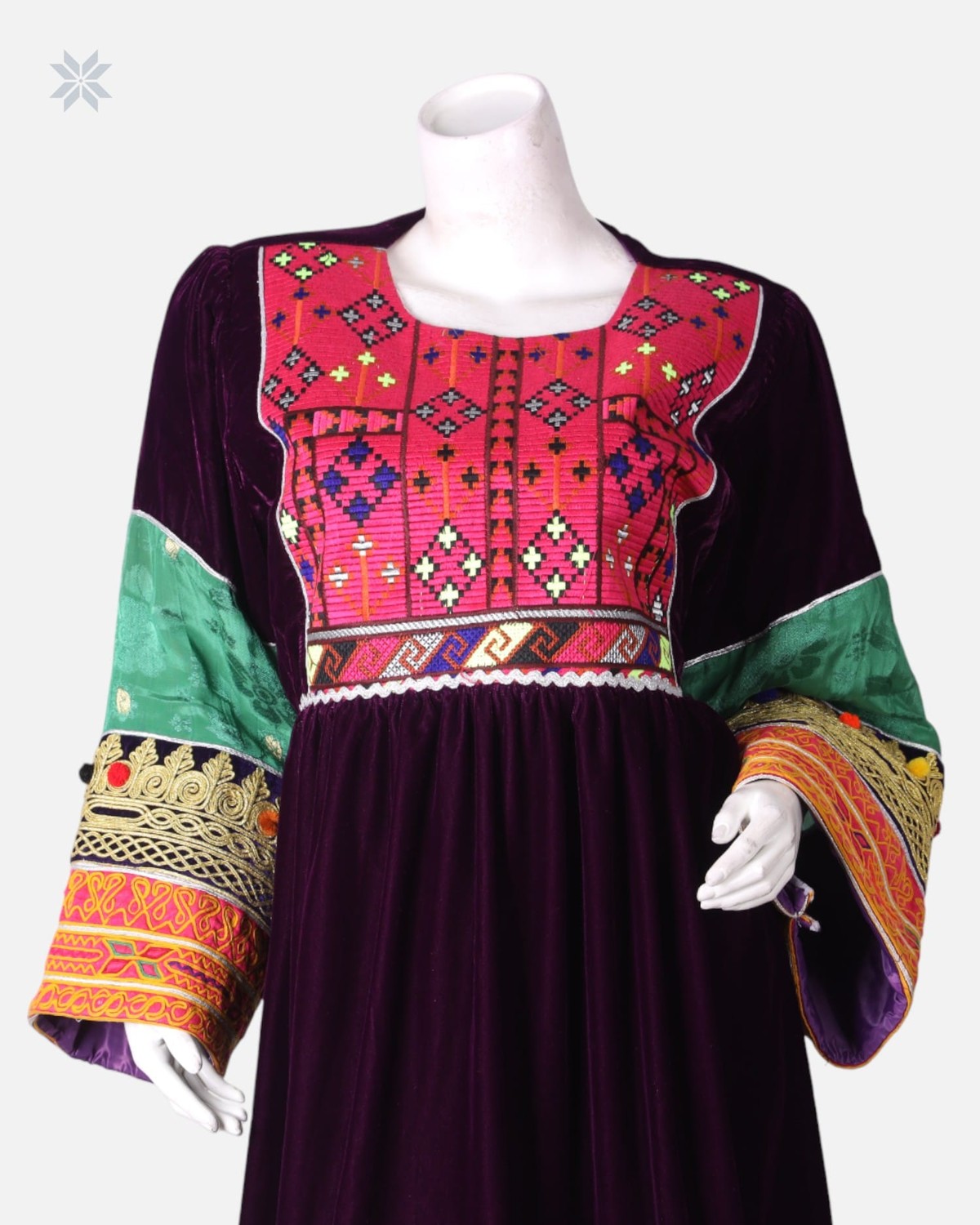 Burgundy and Green Short Dress Handmade 2