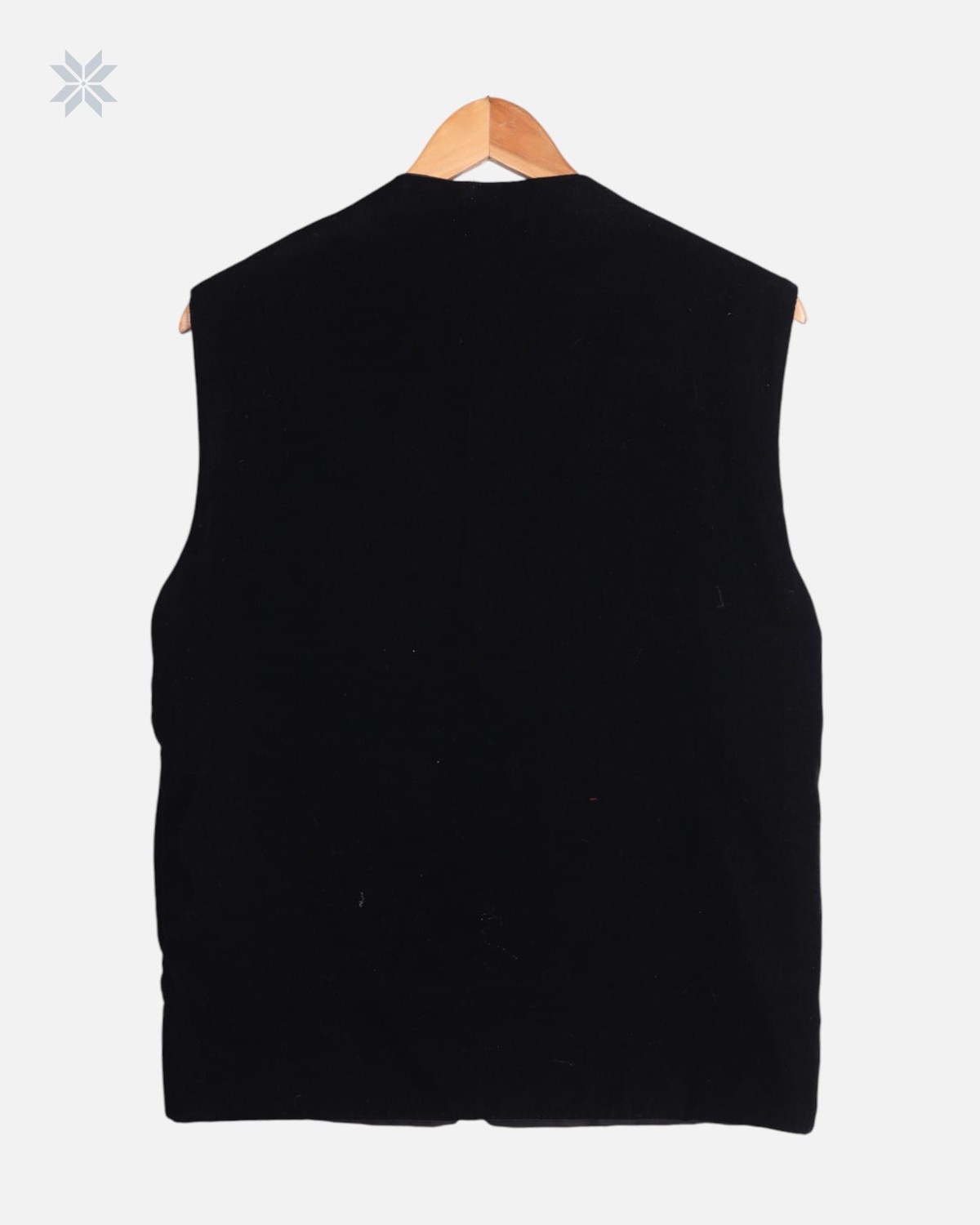 Black Afghan Men’s Velvet Vest with Multicolor Hand Embroidery 2