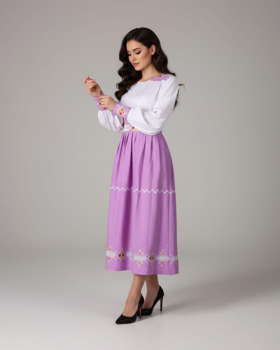 Lavender & White Women’s Simple Dress 1