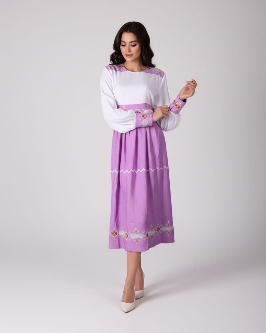 Lavender & White Women’s Simple Dress 5