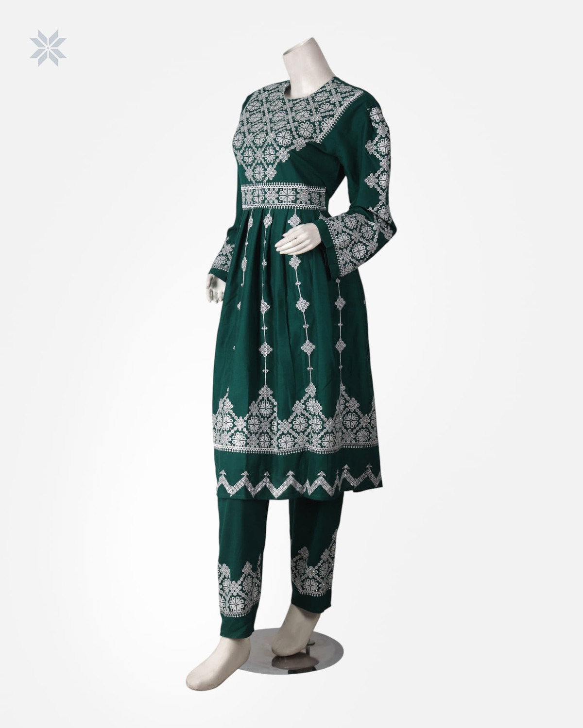 Women's Green Embroidered Vest Dress 3