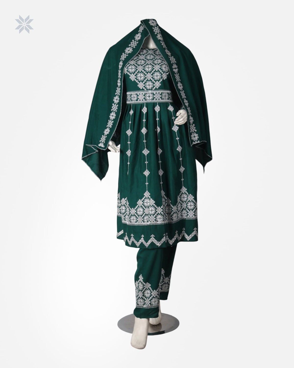 Women's Green Embroidered Vest Dress 4