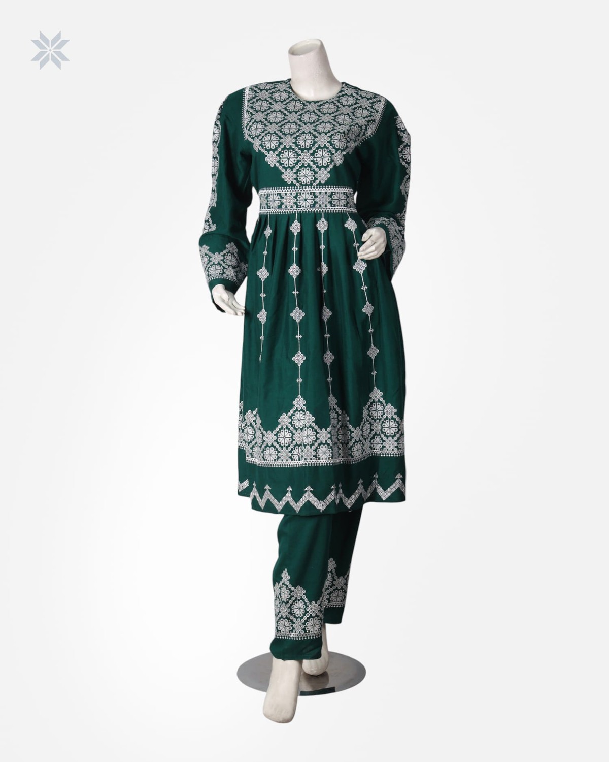 Women's Green Embroidered Vest Dress 7