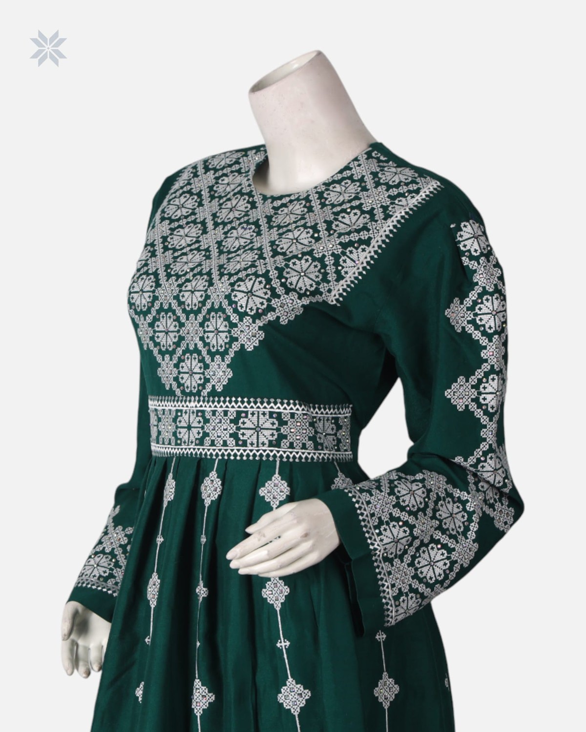 Women's Green Embroidered Vest Dress 1