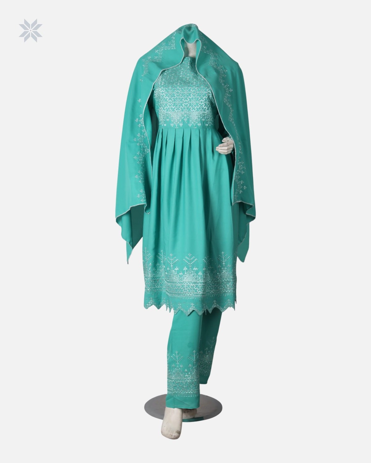 Teal Green Hazaragi Dress Set 3