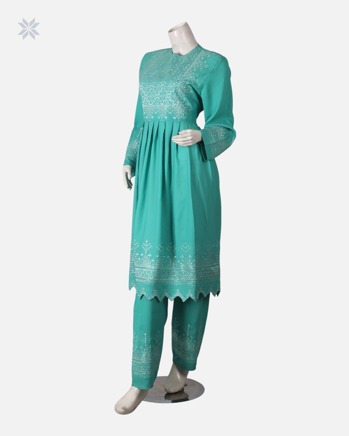 Teal Green Hazaragi Dress Set 1