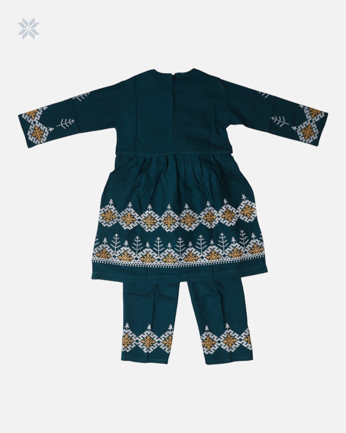 Teal Green Afghan Kids Dress Set 3