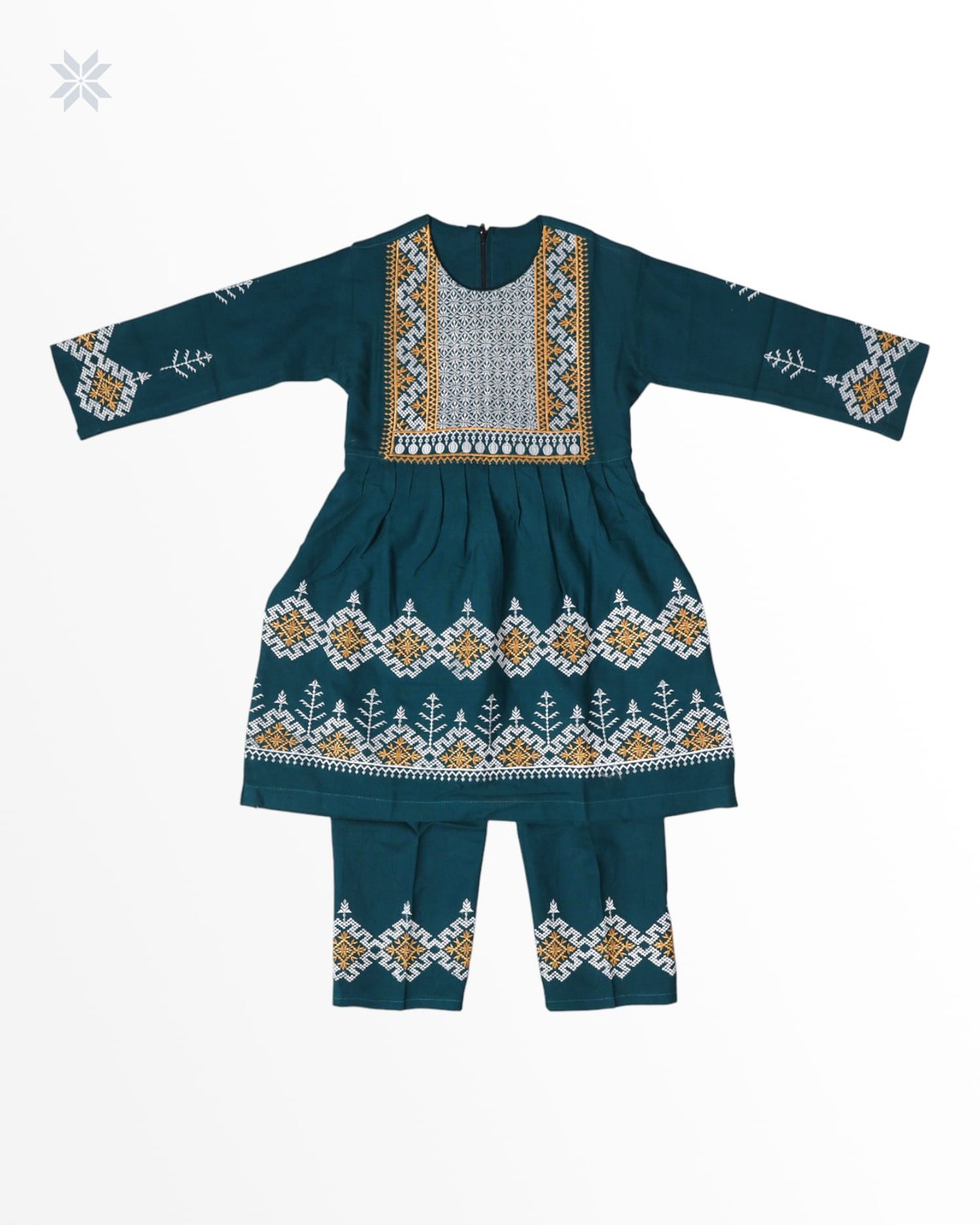 Teal Green Afghan Kids Dress Set 2
