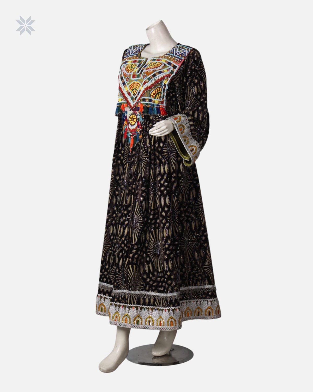 Black Authentic Dress with Traditional Hand Embroidery Charmadozi 7