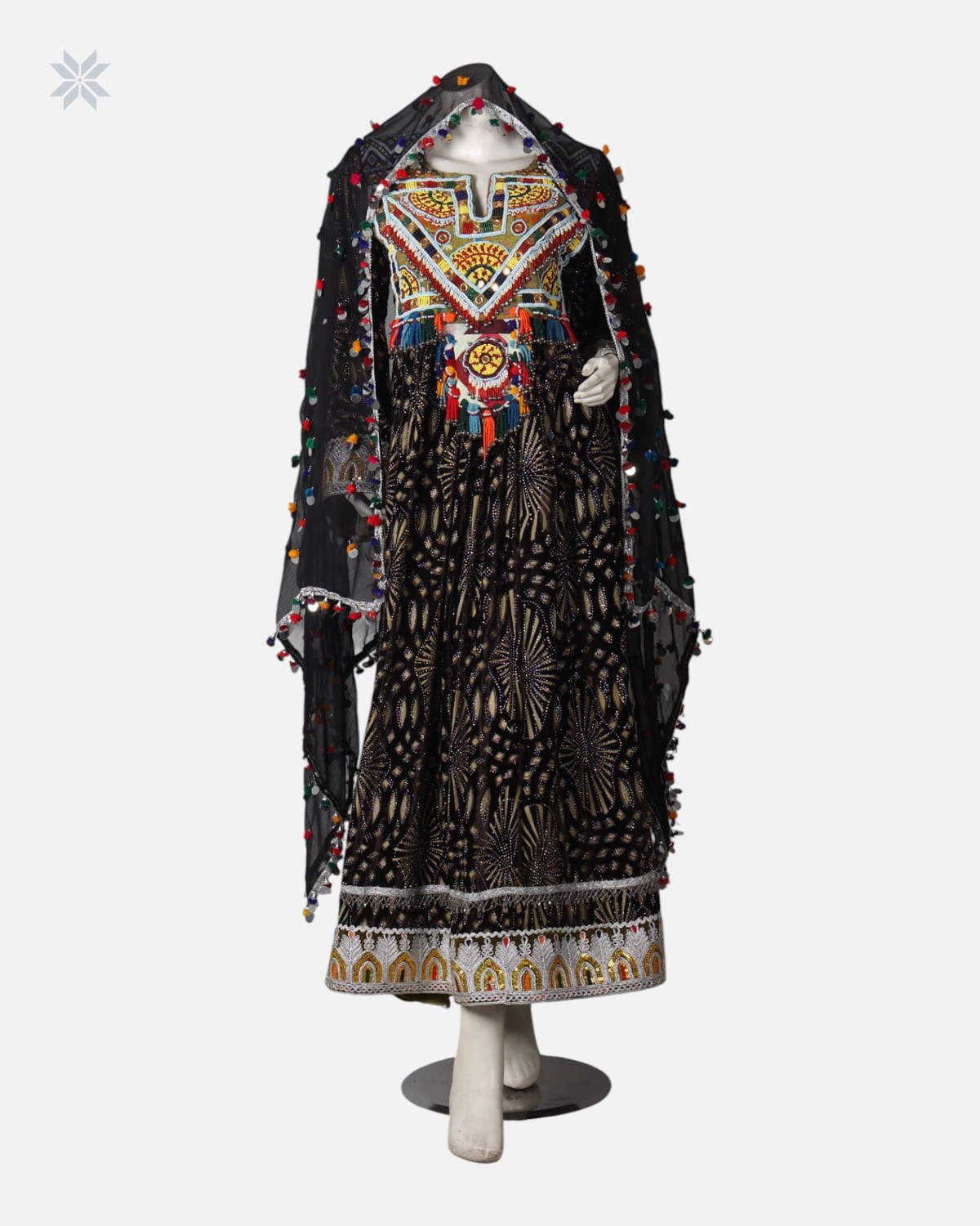 Black Authentic Dress with Traditional Hand Embroidery Charmadozi 9