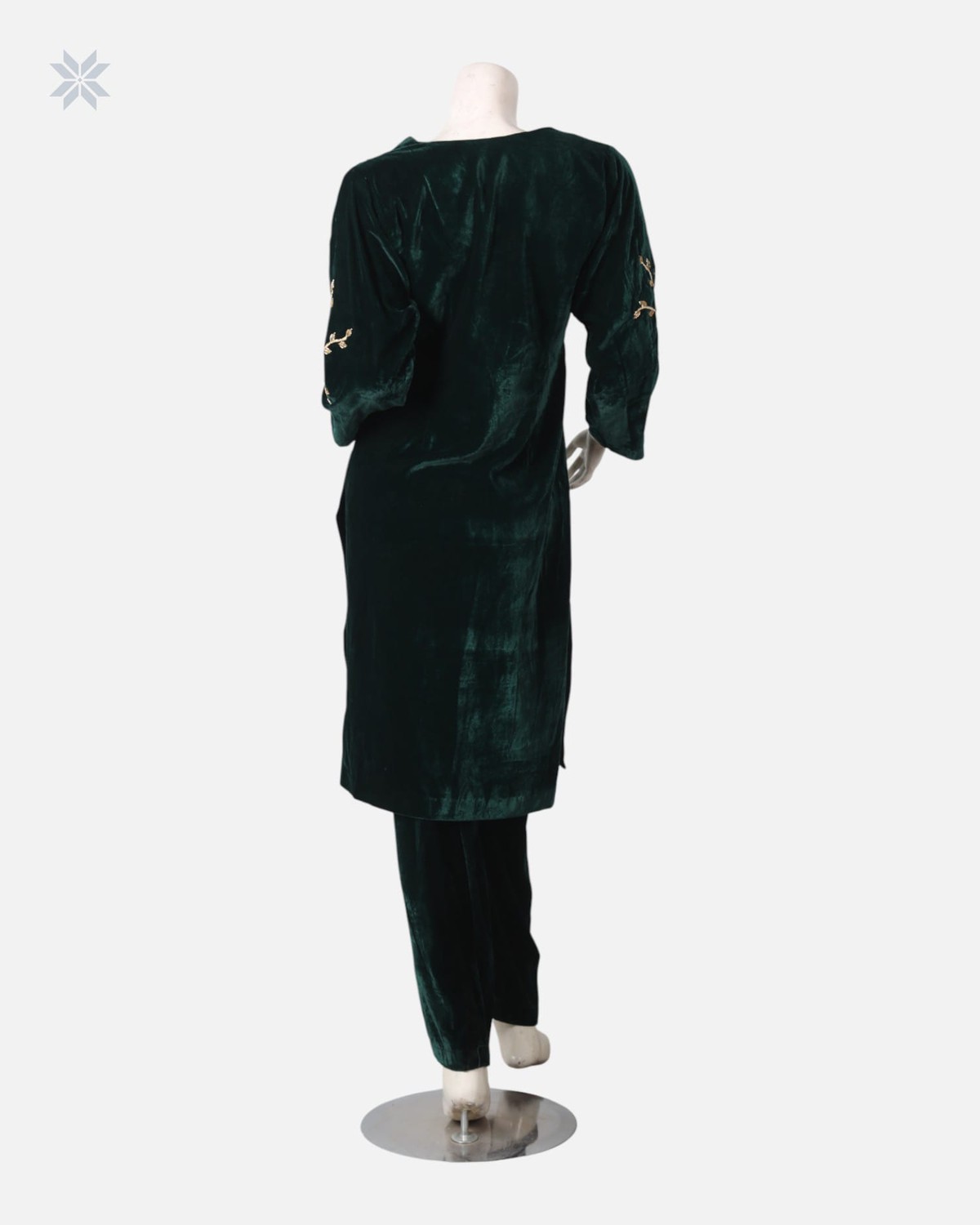Traditional Afghan Panjabi Dress with Silk Velvet and Handcrafted Embroidery 6
