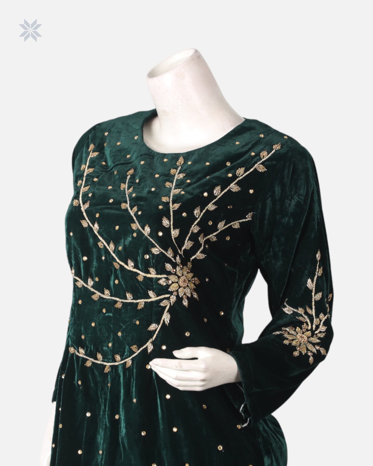 Traditional Afghan Panjabi Dress with Silk Velvet and Handcrafted Embroidery 2