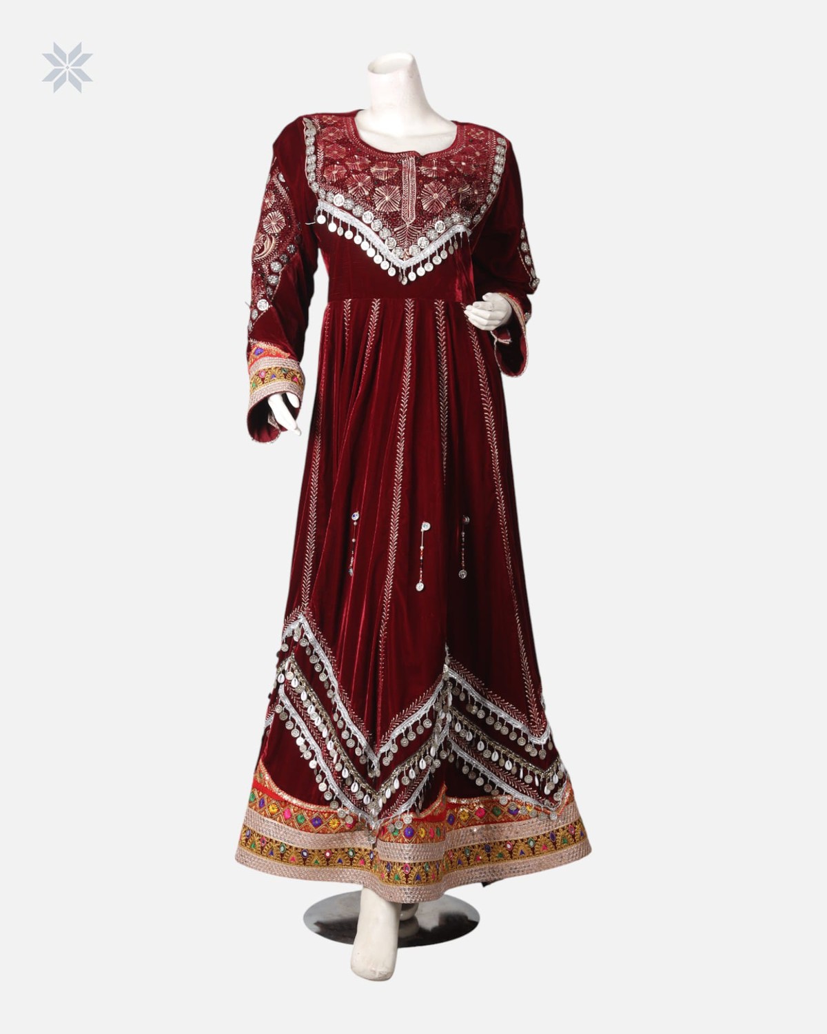 Afghan Traditional Velvet Dress with Elegant Modern Charmadozi 3