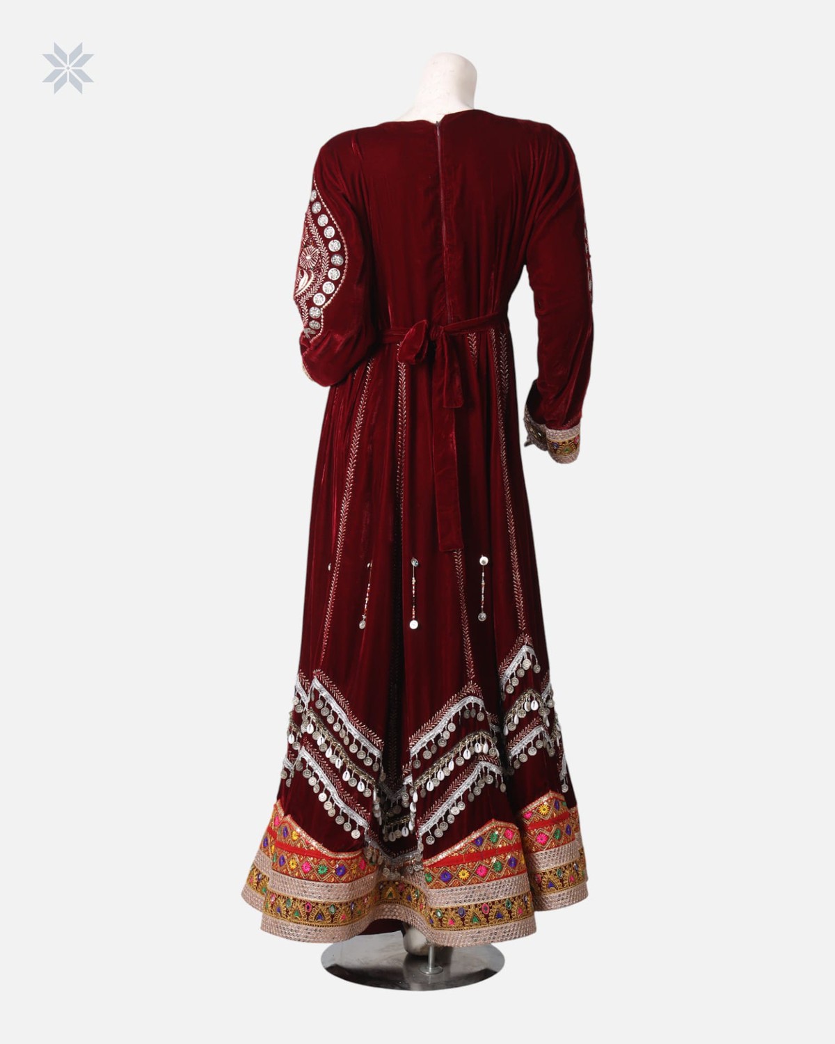 Afghan Traditional Velvet Dress with Elegant Modern Charmadozi 6