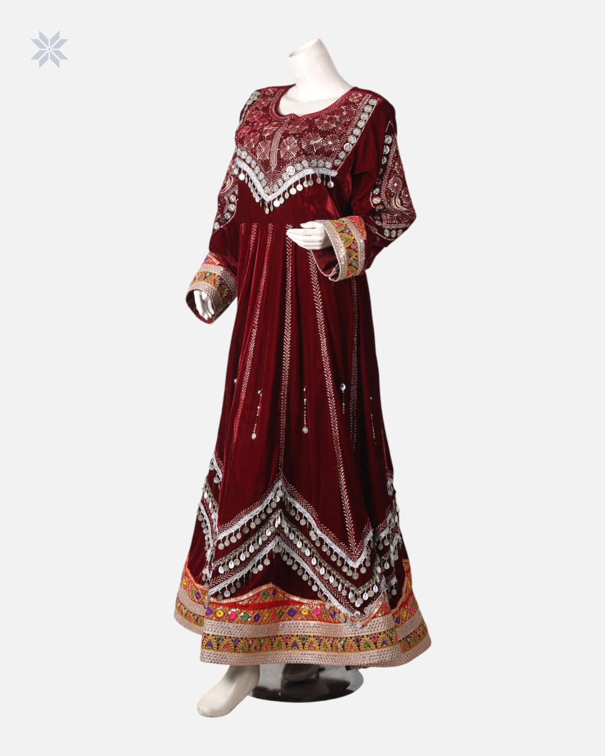 Afghan Traditional Velvet Dress with Elegant Modern Charmadozi 4