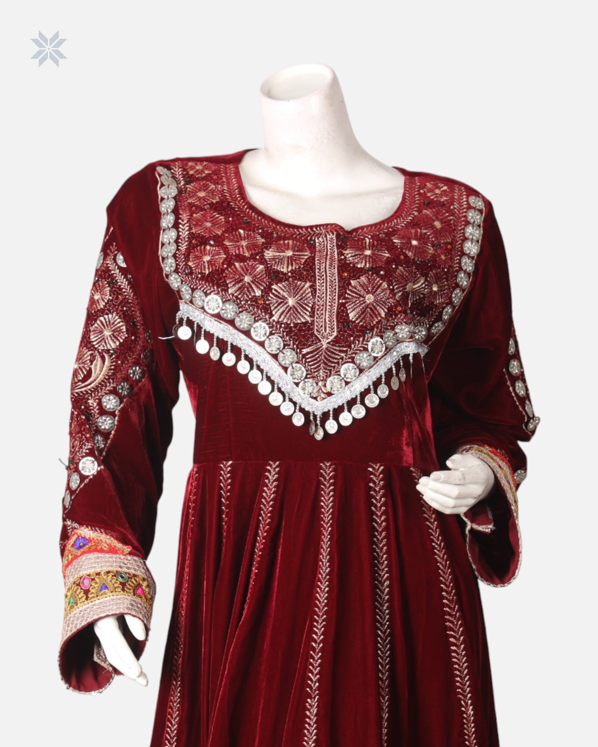 Afghan Traditional Velvet Dress with Elegant Modern Charmadozi 7