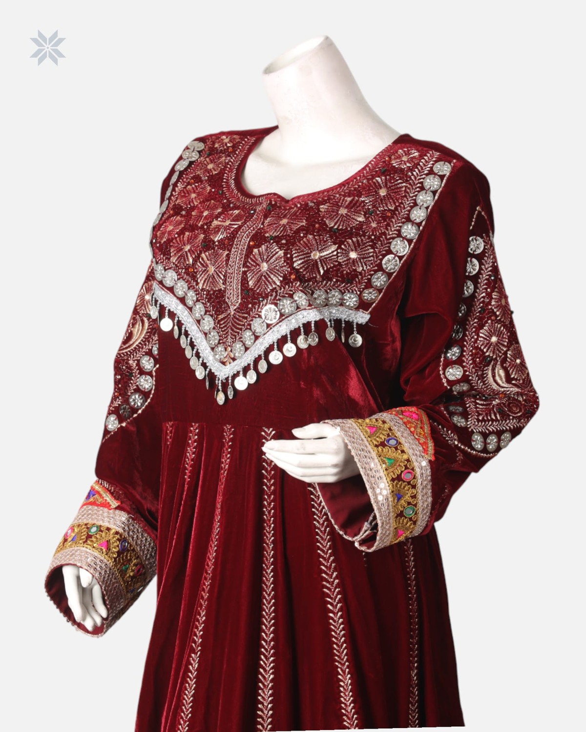 Afghan Traditional Velvet Dress with Elegant Modern Charmadozi 5