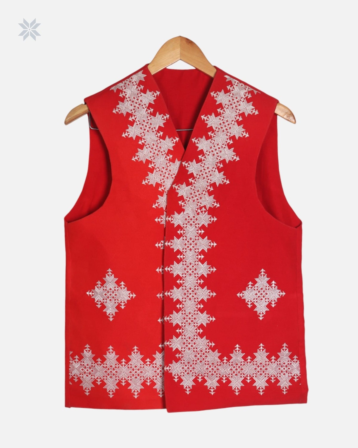 Men's Red Embroidered Vest 1