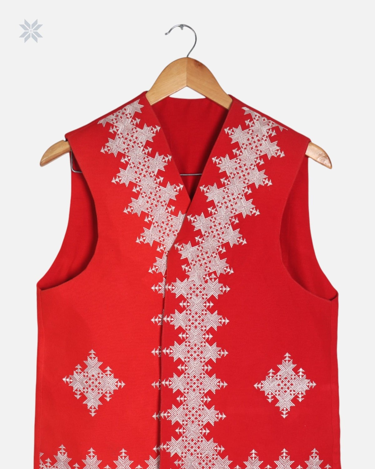 Men's Red Embroidered Vest 4
