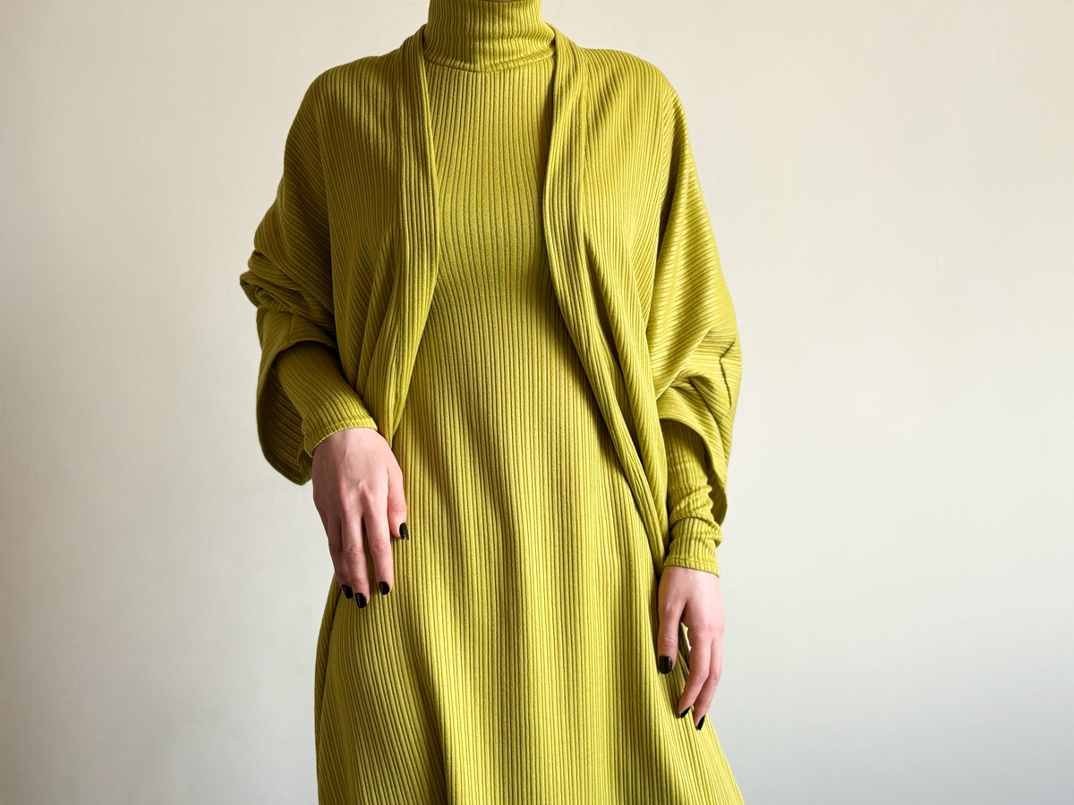 The Olive Harmony Set Slim Maxi Dress & Coordinated Long Coat 4