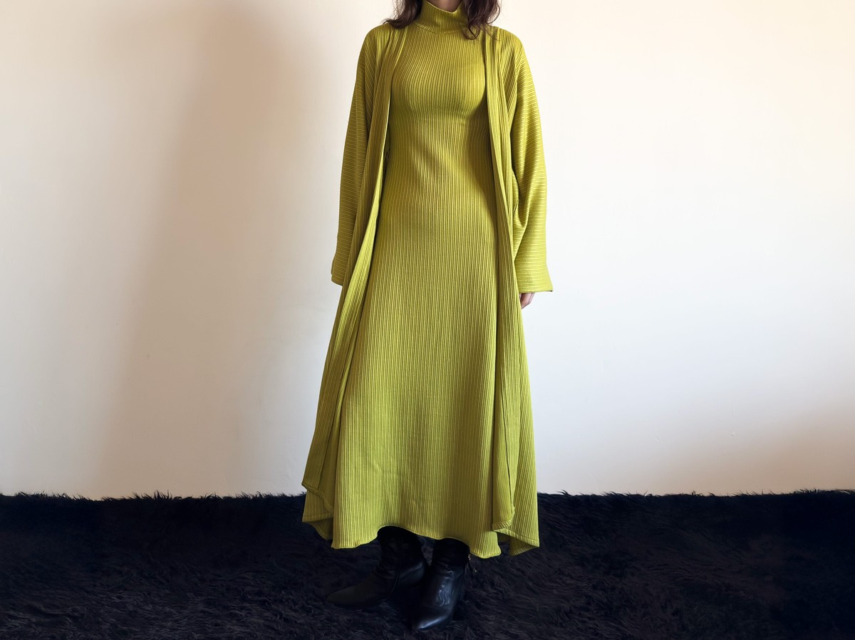 The Olive Harmony Set Slim Maxi Dress & Coordinated Long Coat 5