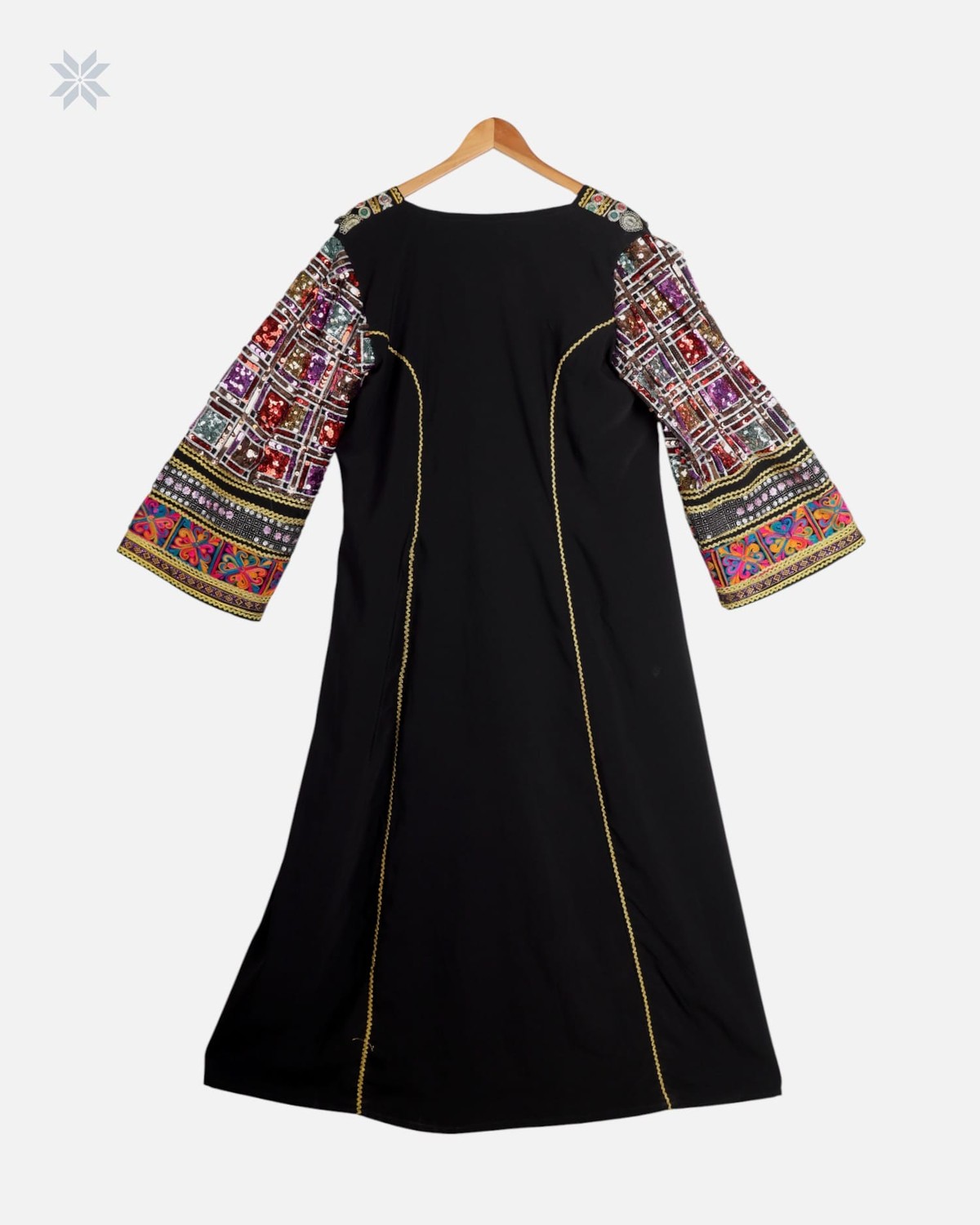 Traditional Afghan Hijab with Colorful Sequin Design 2