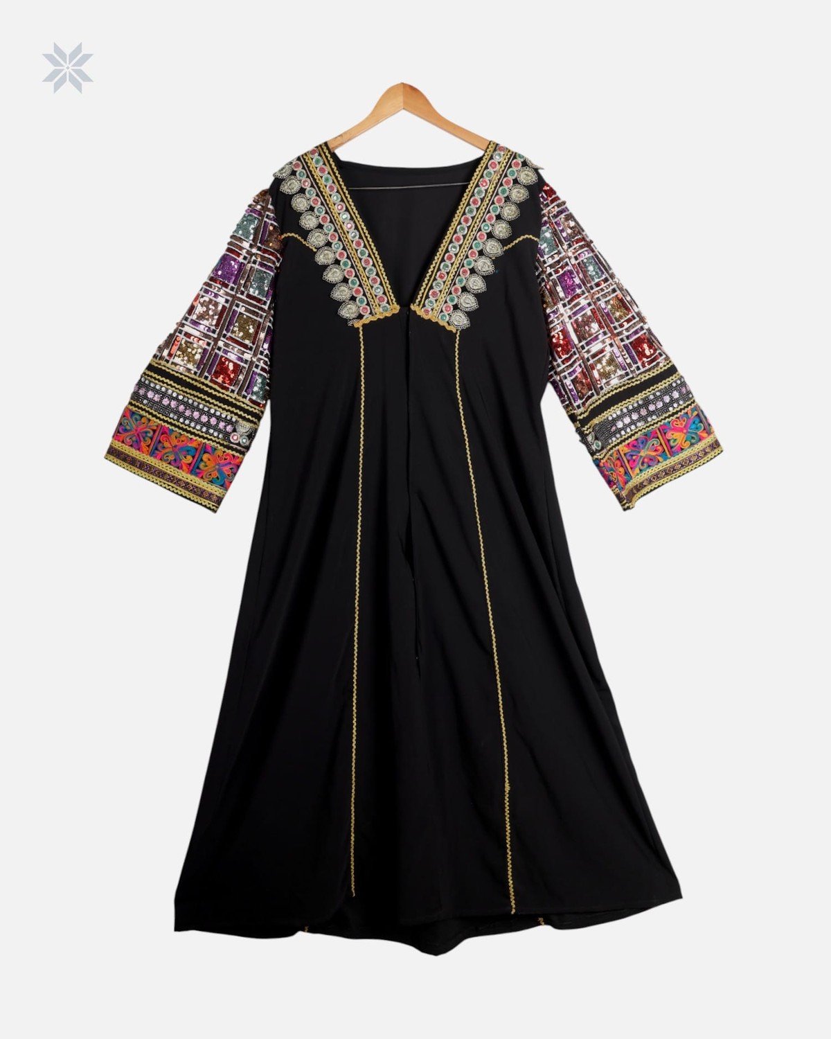 Traditional Afghan Hijab with Colorful Sequin Design 1