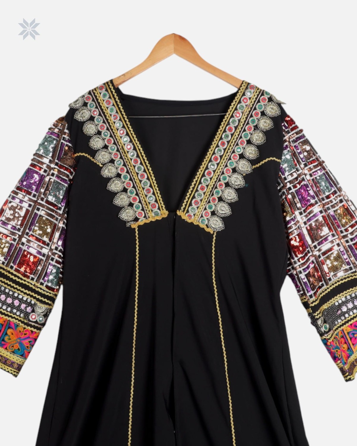 Traditional Afghan Hijab with Colorful Sequin Design 3