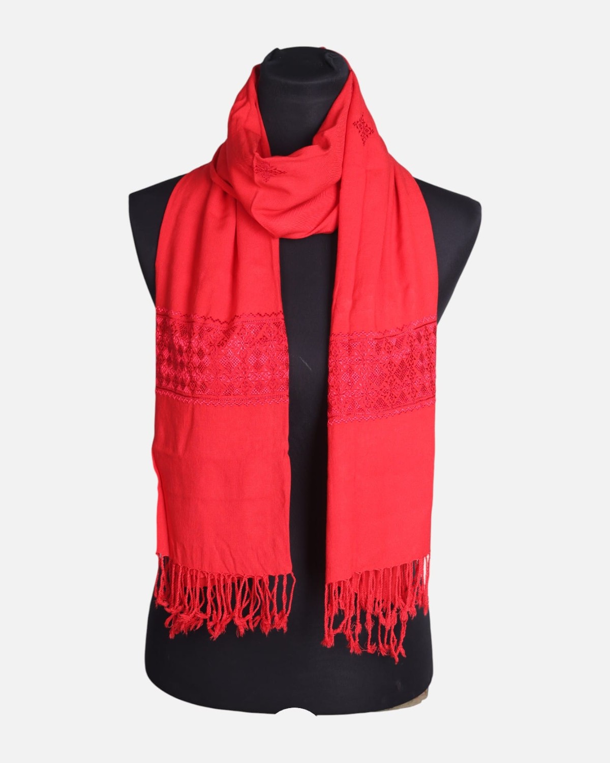 Red Afghan Khammaki Scarf 1