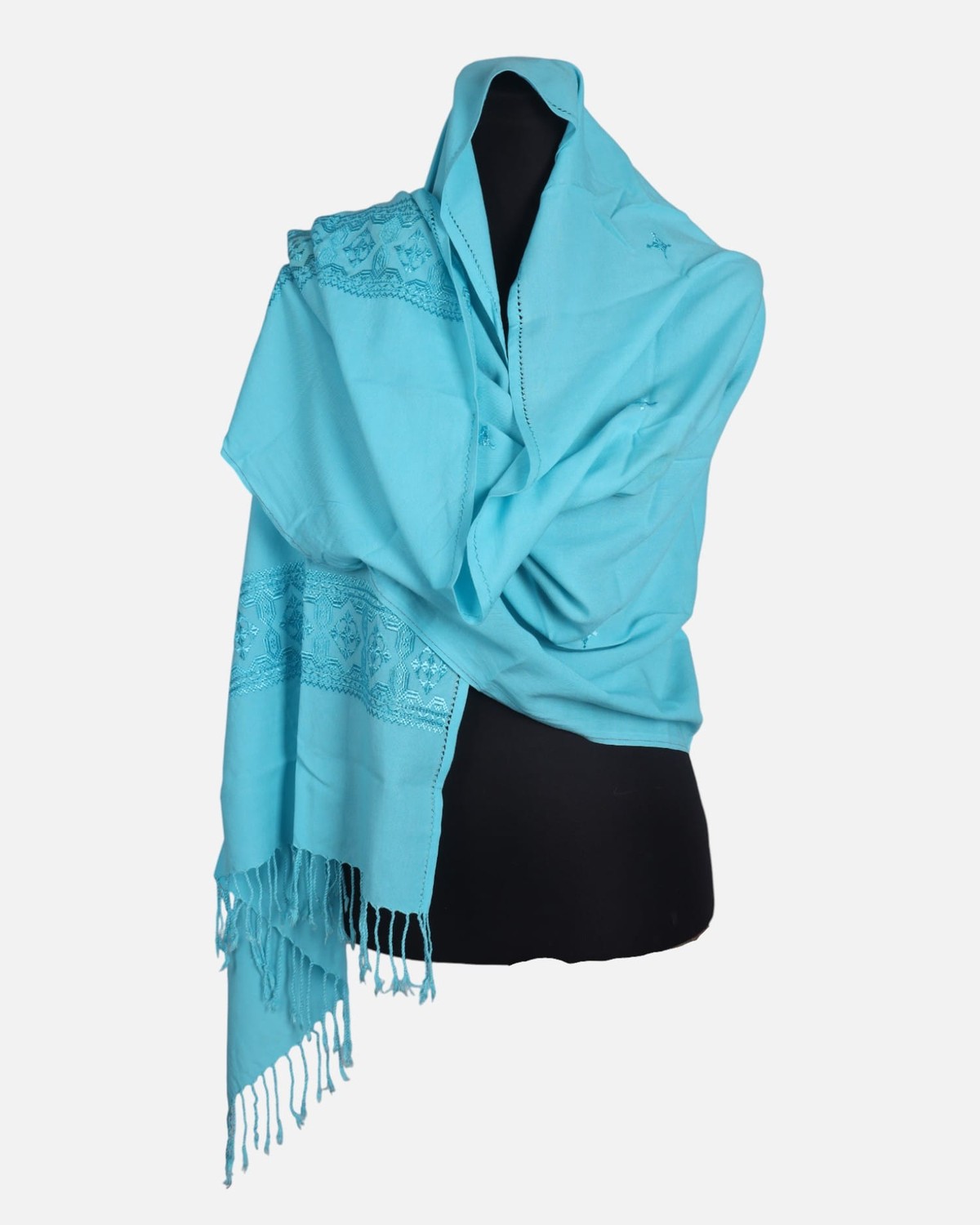Sky Blue Afghan Cotton Scarf 1