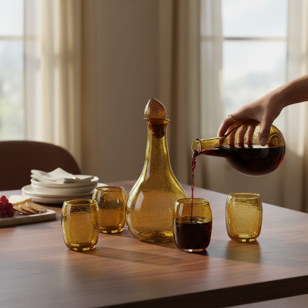 Luxury Hand-Blown Herati Glass Set with Jug 5