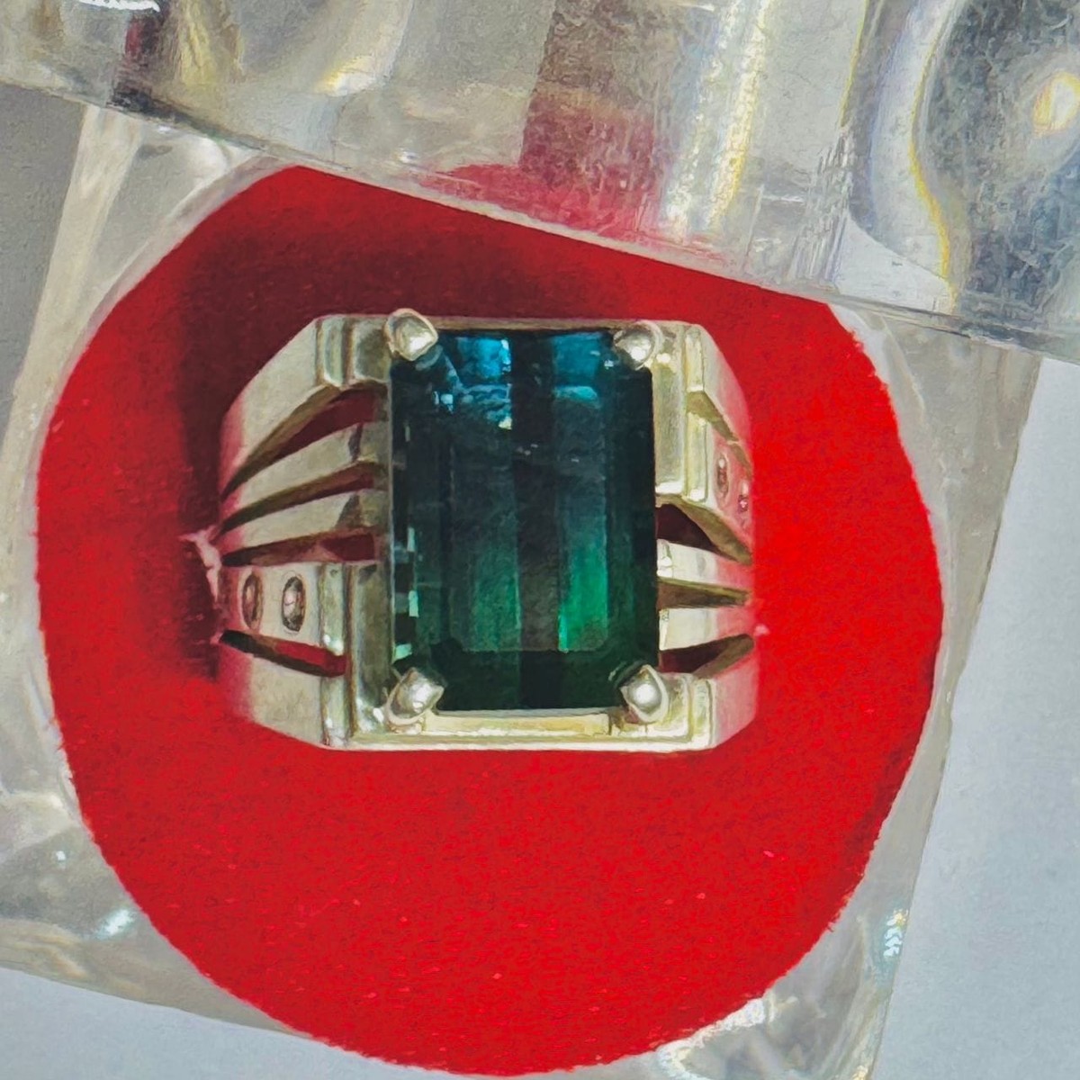 Natural Sky Blue Tourmaline Men's Ring Handmade 3