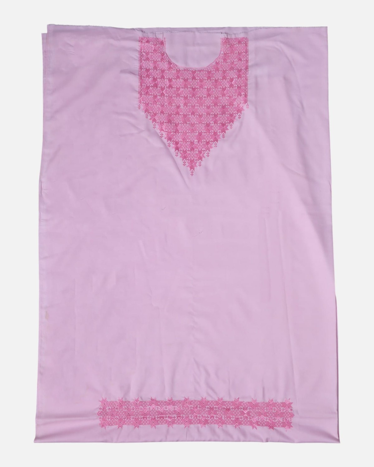 Punjabi Unstitched Women’s Dress Fabric – Light Pink Gulbaf with Hand Khamek Embroidery 2
