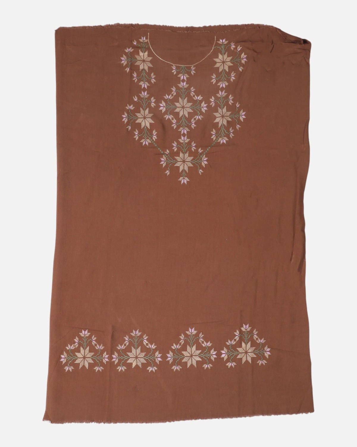 Brown Cotton Punjabi Suit – Unstitched 3-Piece Dress 2