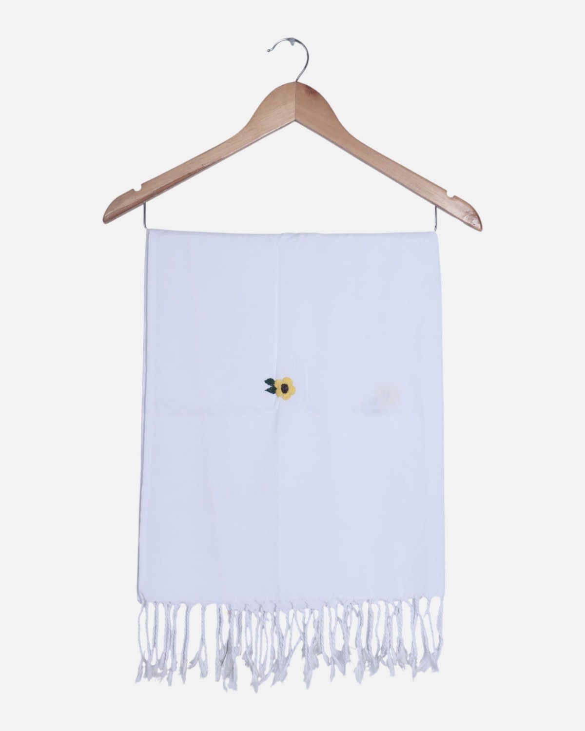White Women’s Scarf ,Beautiful Ladies White Evening Scarf with Embroidered detail 2