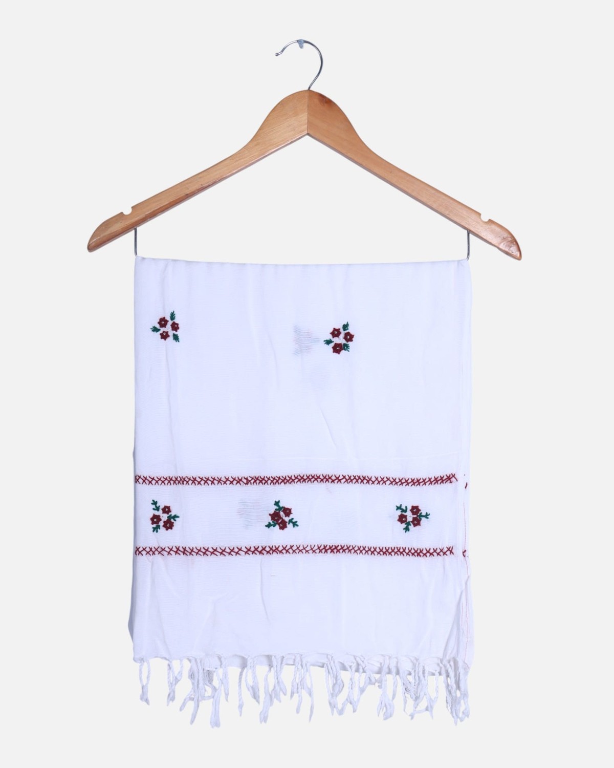 White Cotton Embroidered Women’s Scarf 1