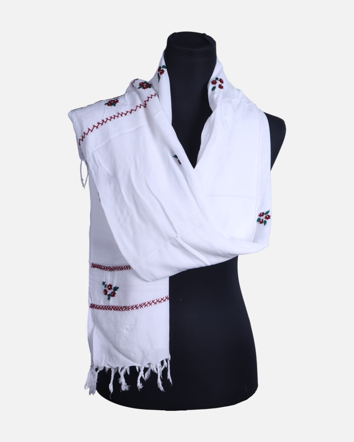 White Cotton Embroidered Women’s Scarf 3