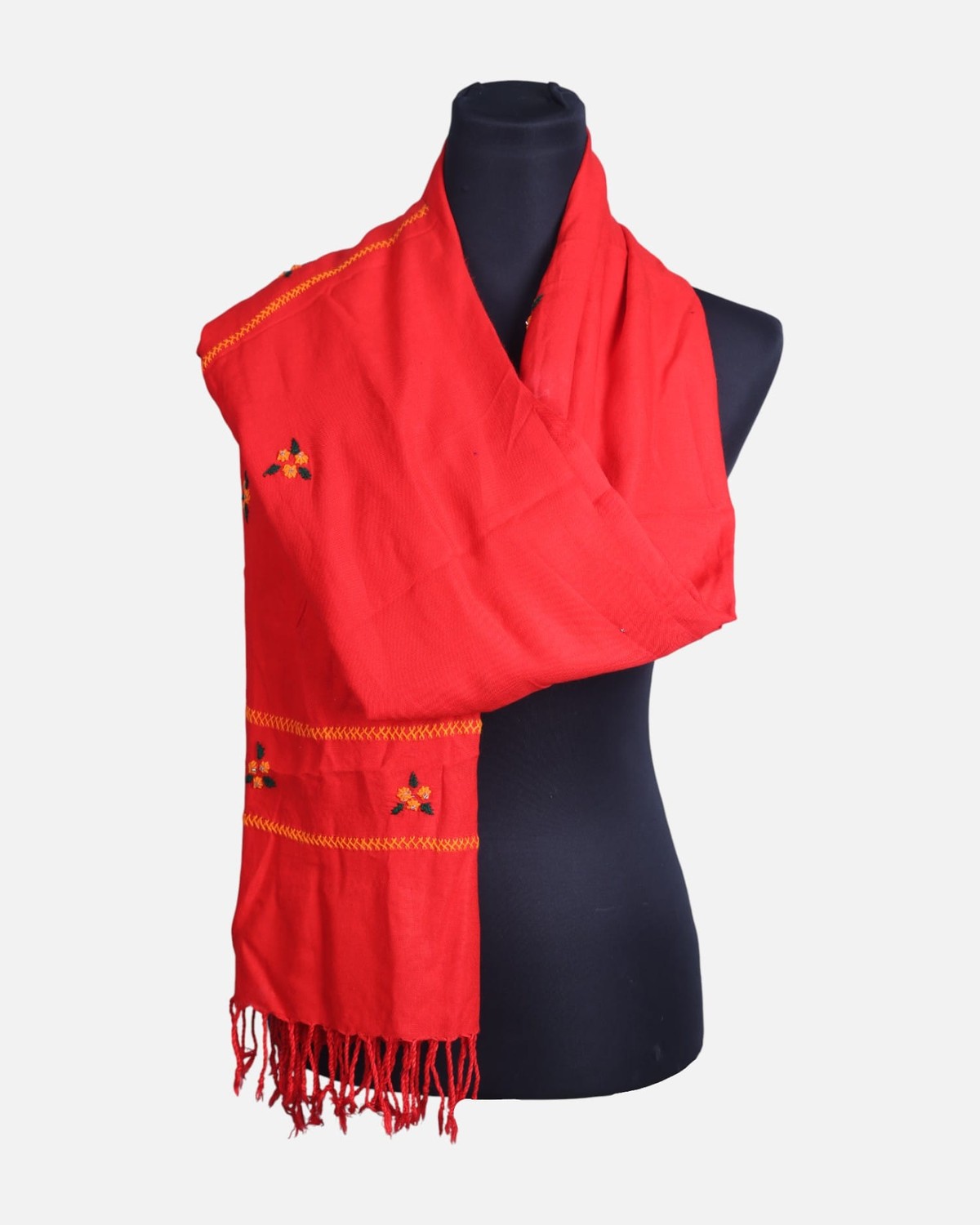 Traditional Afghan Cotton Scraf for Women | Ladies Red Evening Scarf with Embroidered detail 2