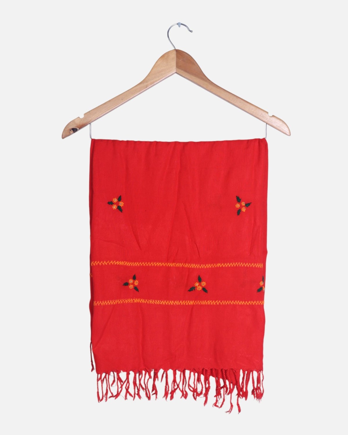 Traditional Afghan Cotton Scraf for Women | Ladies Red Evening Scarf with Embroidered detail 4