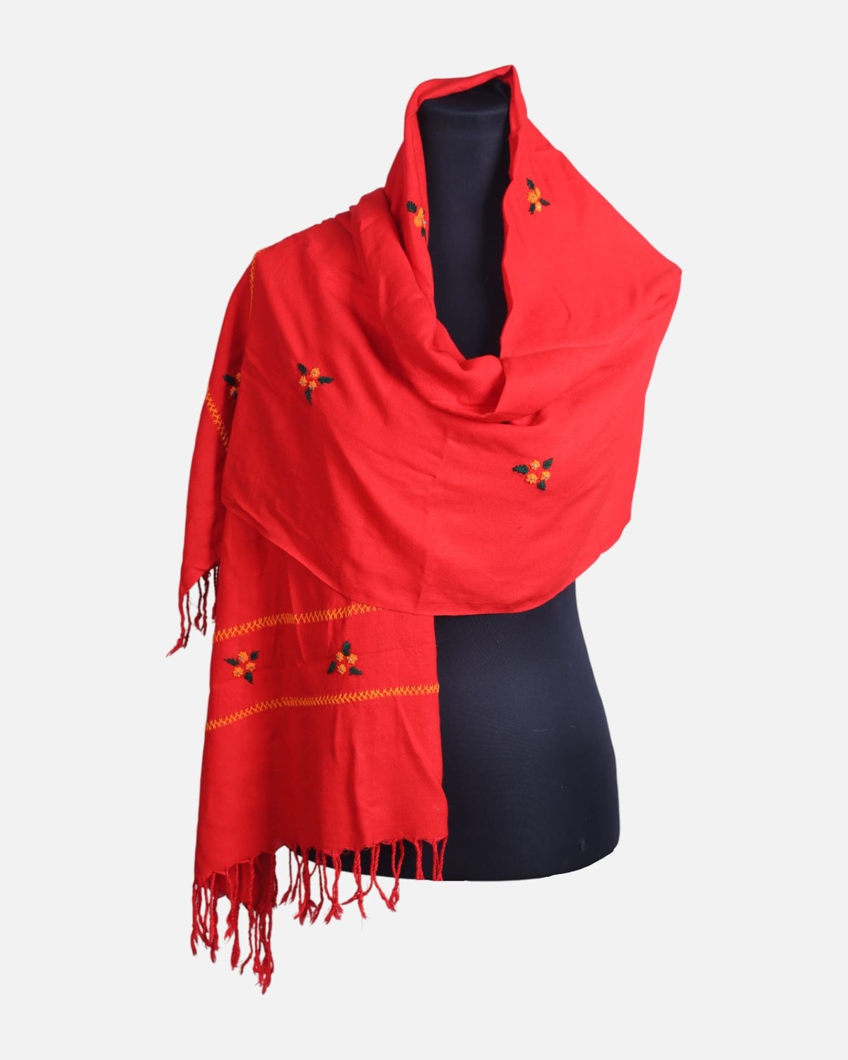 Traditional Afghan Cotton Scraf for Women | Ladies Red Evening Scarf with Embroidered detail 1